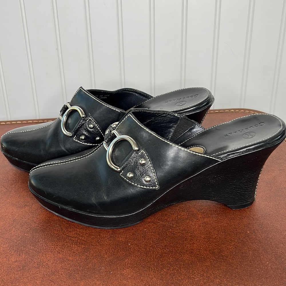 - Cole Haan Black Slip On Wedge Mules Size 9B - Picture 4 of 16